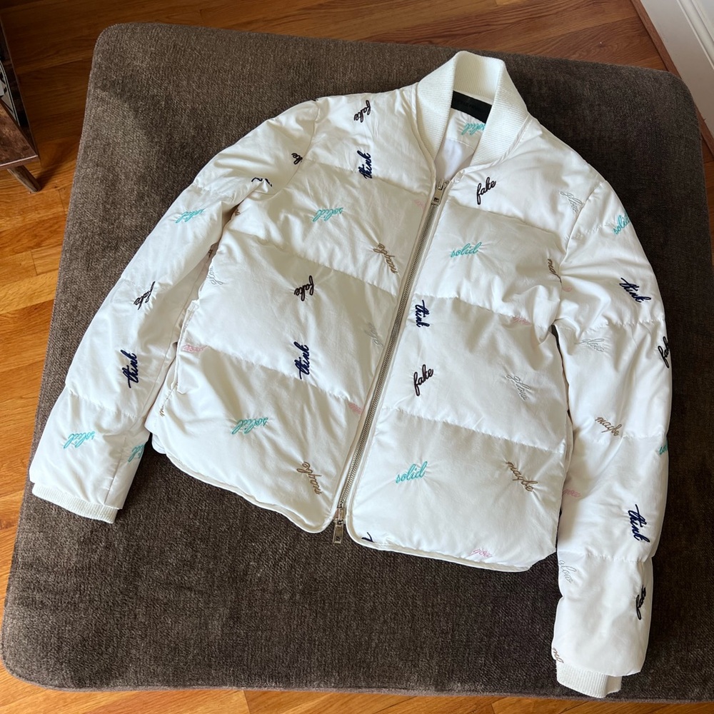White Down Puffer Jacket With Fun Embroidery - image 2
